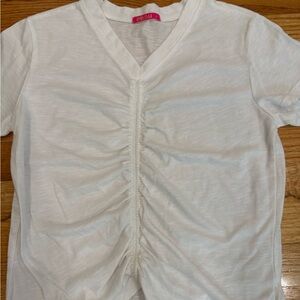 me.n.u. White Ruched Short Sleeve Tee